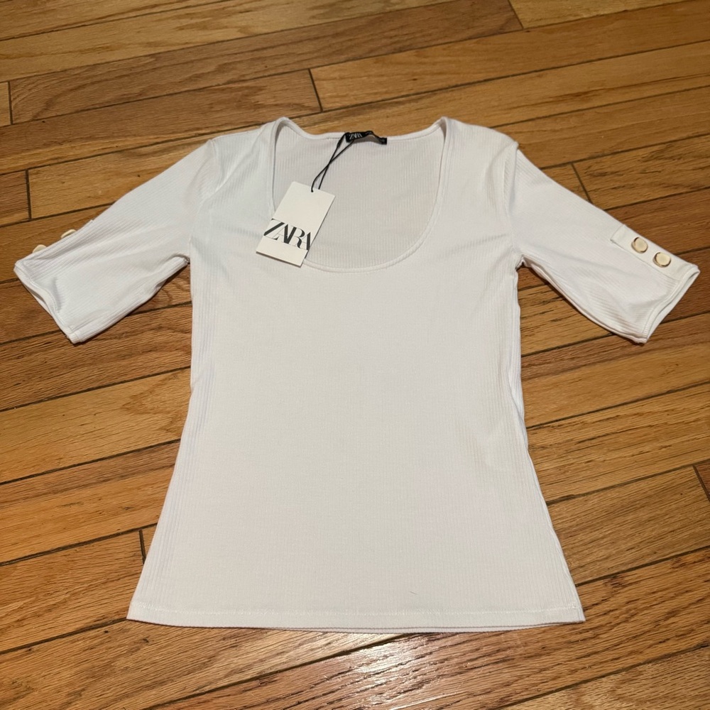 NWT Zara White Ribbed Top